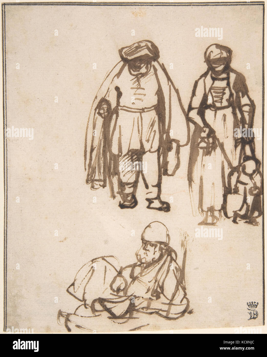 L'étude de deux hommes et une femme l'enseignement d'un enfant à marcher, Nicolaes MAES, 1645-50 Banque D'Images