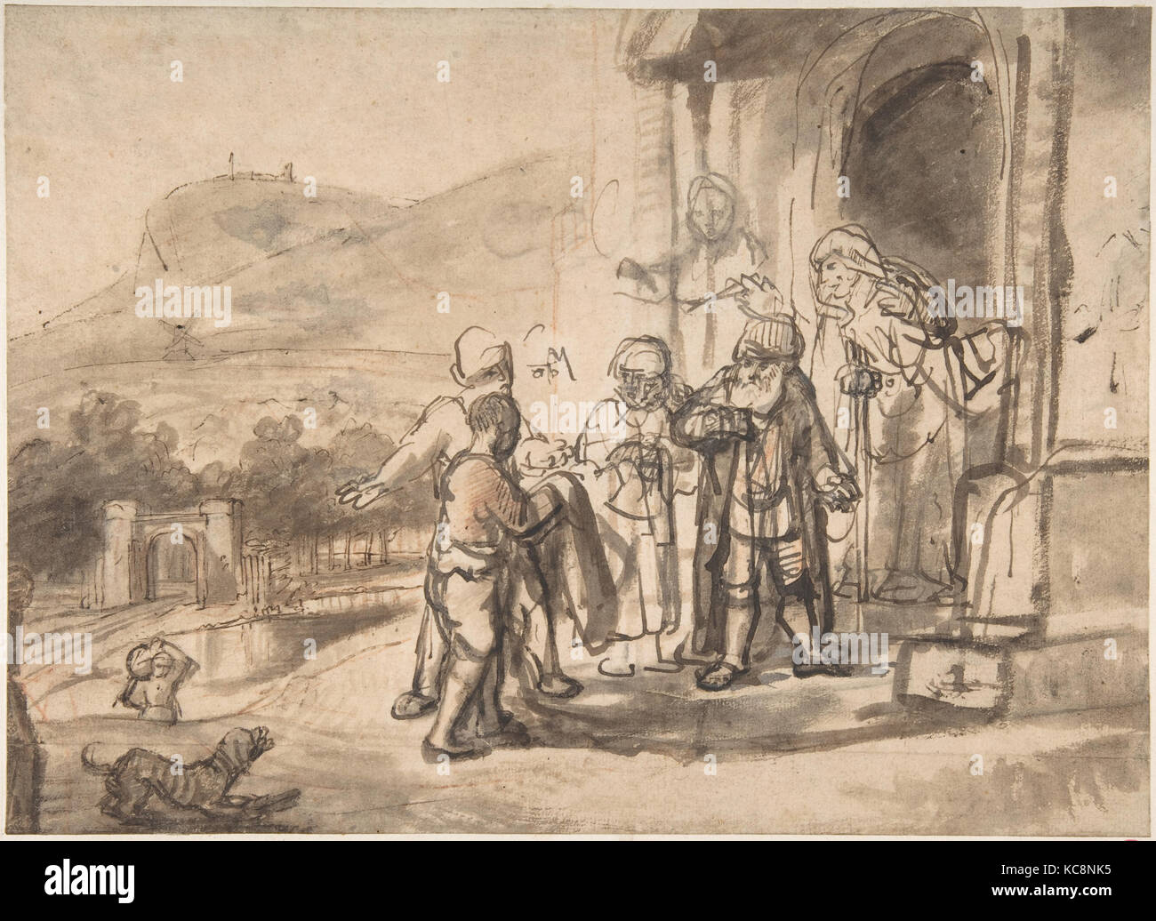 Jacob recevant Joseph's Label FSC Cloak (recto) ; Étude d'un homme barbu et le sacrifice d'Isaac (verso), Nicolaes MAES Banque D'Images