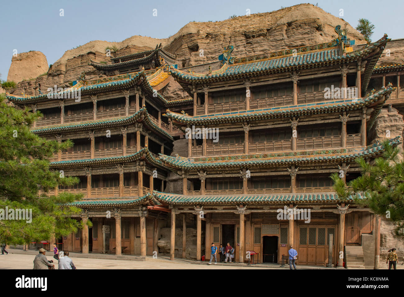 Affichage des pagodes pour Grottes 5 et 6, grottes de Yungang, Shanxi, Chine Banque D'Images