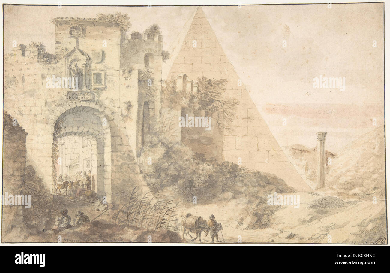 Pyramide de Cestius et Porta San Paolo, Rome, Pieter Moninckx, 17e siècle Banque D'Images