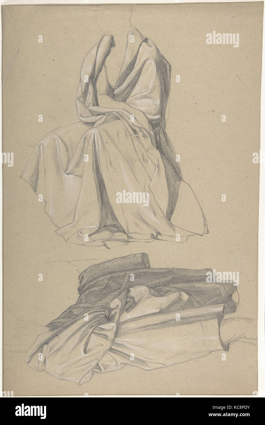 Étude de draperie, 1816-59, Graphite, rehaussée de blanc. En ligne l'ossature graphite., feuille : 16 1/8 x 10 9/16 in. (41 x 26,9 cm Banque D'Images