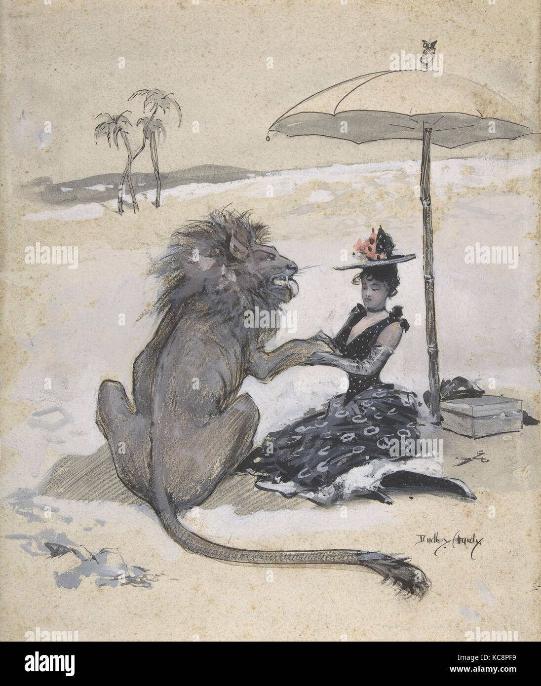 Le Lion amoureux, ca. 1890, pastel, lavis à l'encre noire, plume et encre noire, feuille : 12 x 10 in. (30,5 x 25,4 cm), dessins, Dudley Banque D'Images
