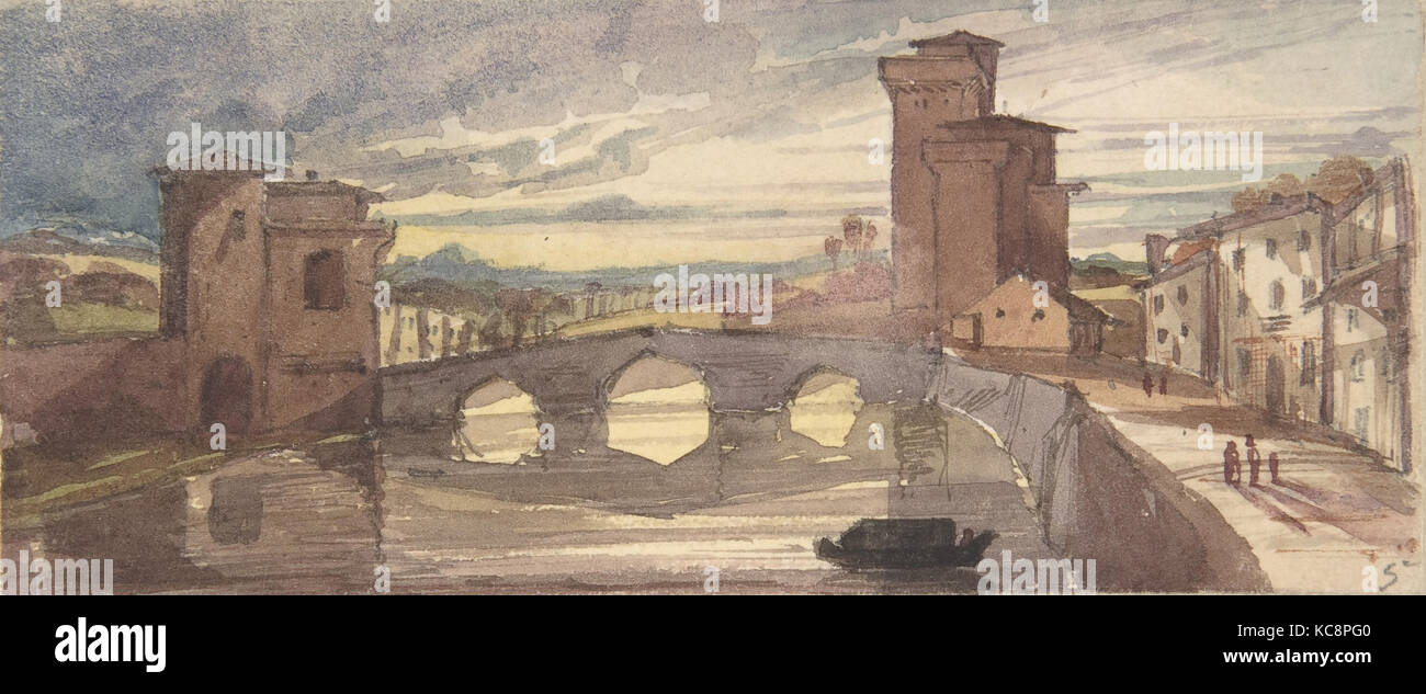 Pisa, 1843-44, Aquarelle sur mine de plomb, feuille : 2 1/16 x 4 13/16 in. (5,2 x 12,2 cm), dessins, Sir Francis Seymour Haden Banque D'Images