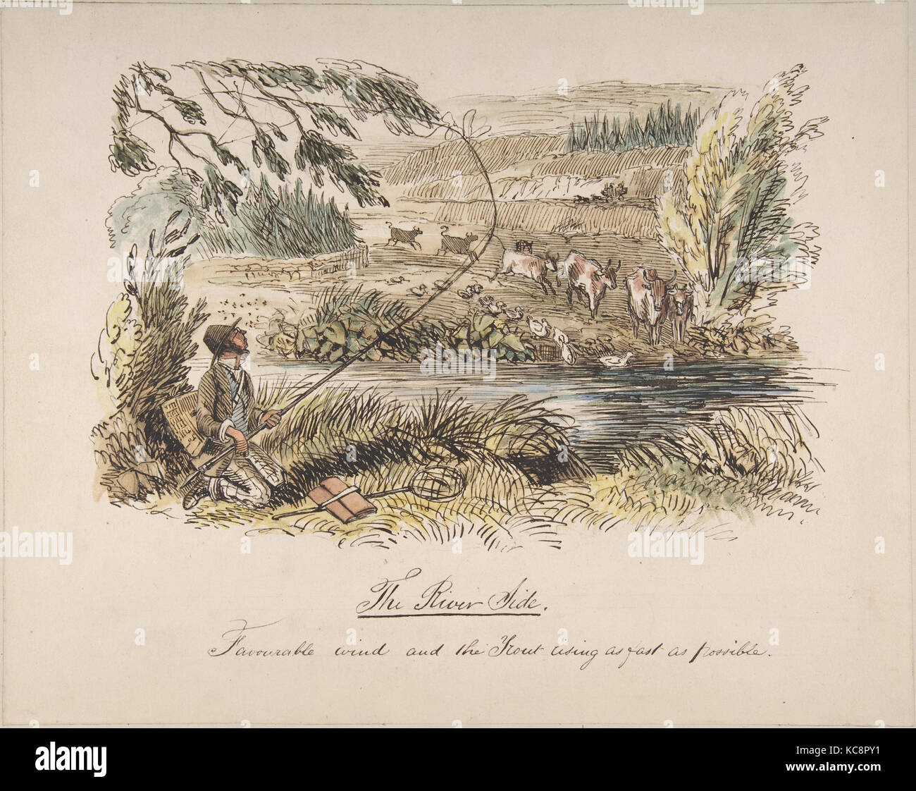 'La Rivière, vent favorable et l'augmentation de la truite aussi vite que possible", John Leech, 1830-64 Banque D'Images