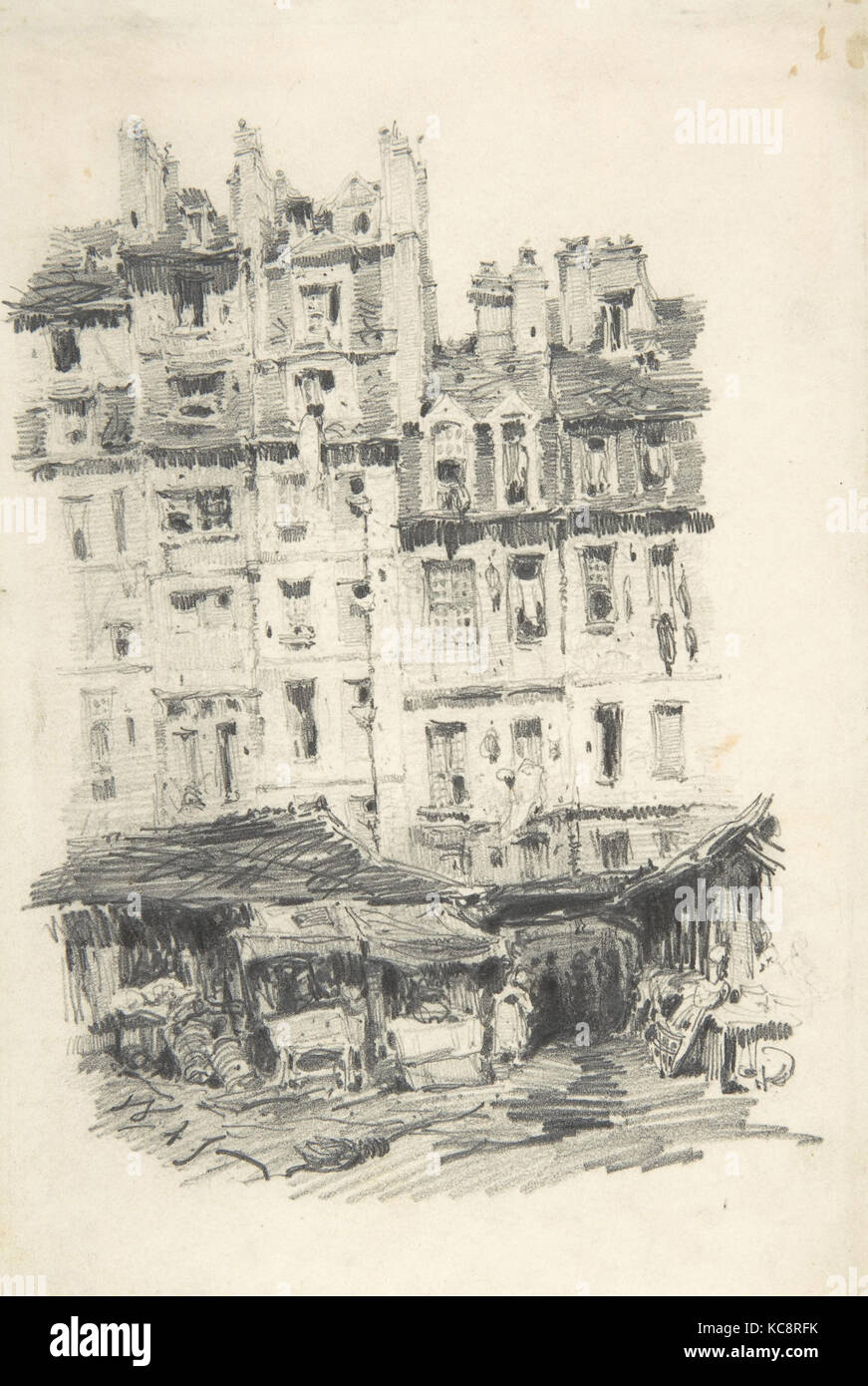 Maisons, 1825-83, Graphite, feuille : 8 x 5 3/16 in. (20,3 x 13,1 cm), dessins, Charles Bargue (français, Paris 1825/26-1883 Paris Banque D'Images