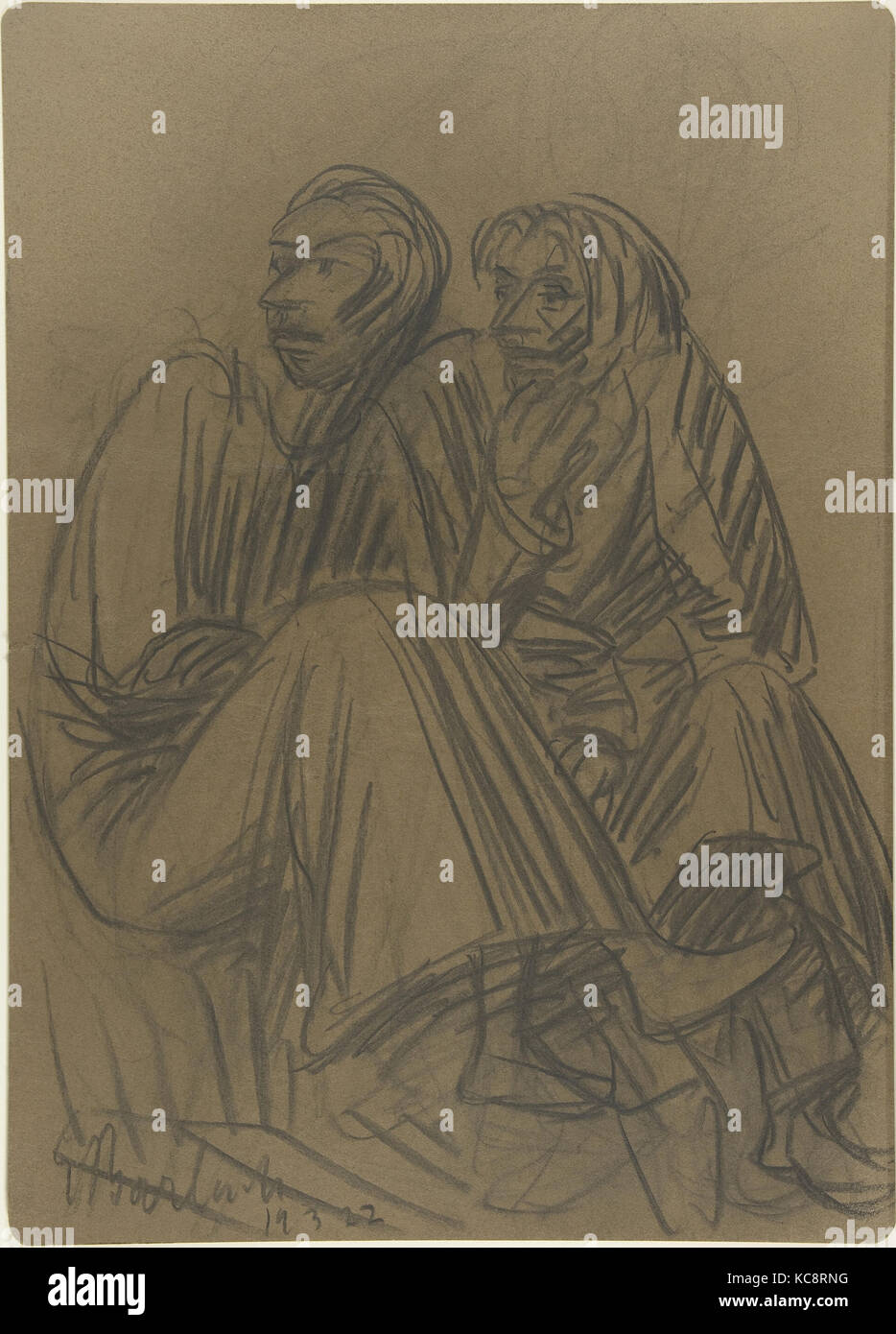 Les auditeurs, s.d., du charbon de bois et carton, 19 3/16 x 13 11/16 in. (48,7 x 34,7 cm), dessins, Ernst Barlach (allemand, Wedel Banque D'Images