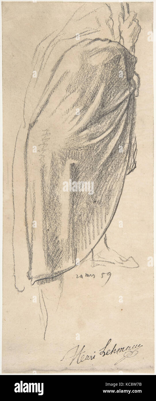 Vue arrière d'une figure masculine drapée tenant un bâton, Henri Lehmann, 24 mars 1859 Banque D'Images