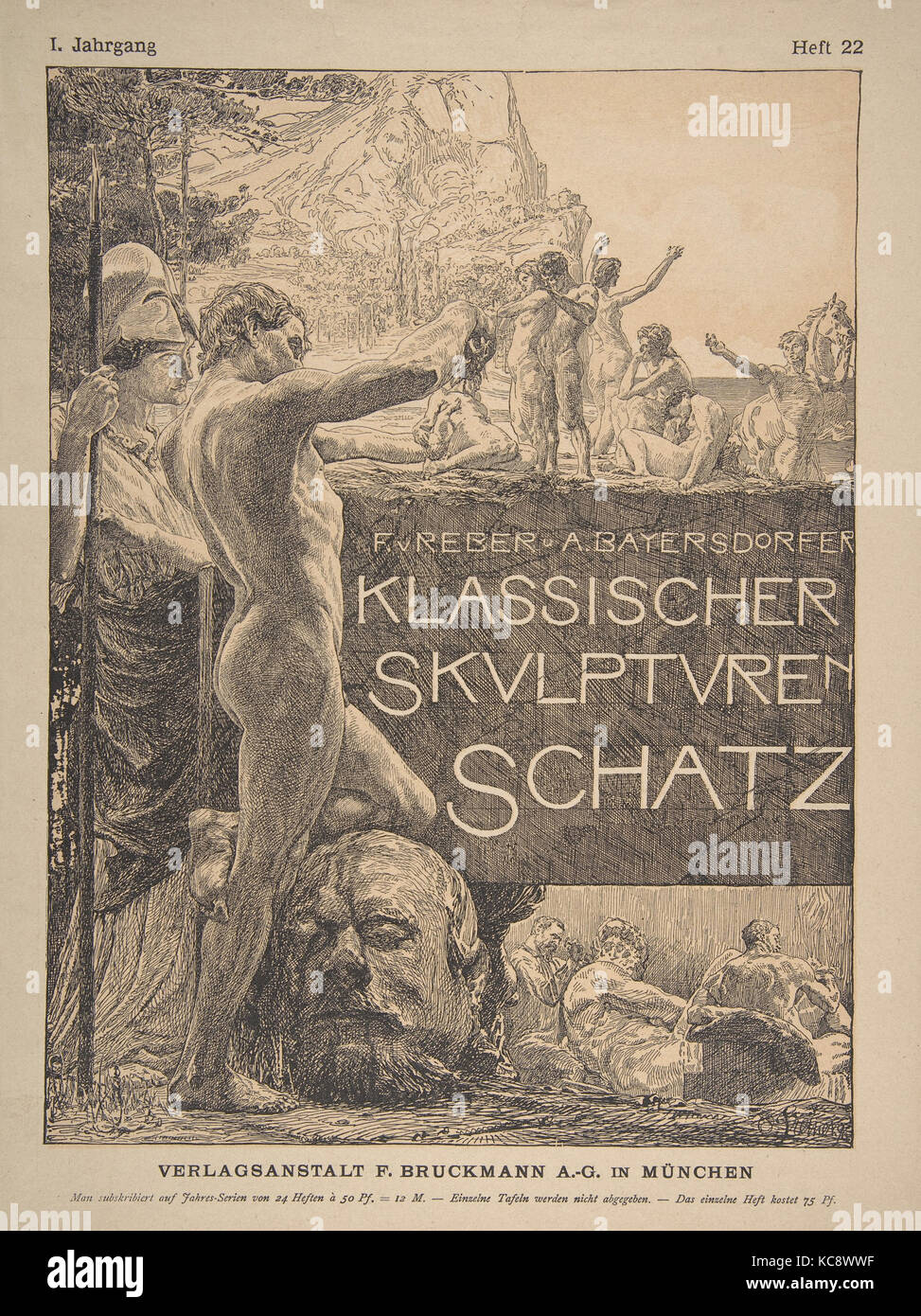 Conception de la couverture pour les 'Klassischer Skulpurenschatz', Otto Greiner, fin du 19e siècle Banque D'Images