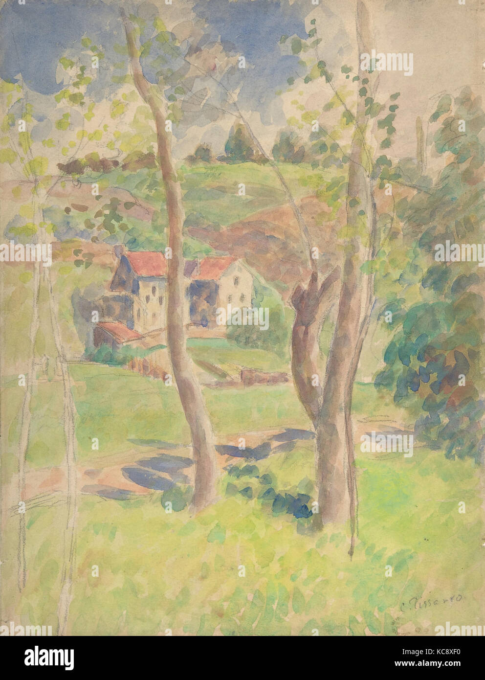 Paysage, Camille Pissarro, seconde moitié xixe siècle Banque D'Images