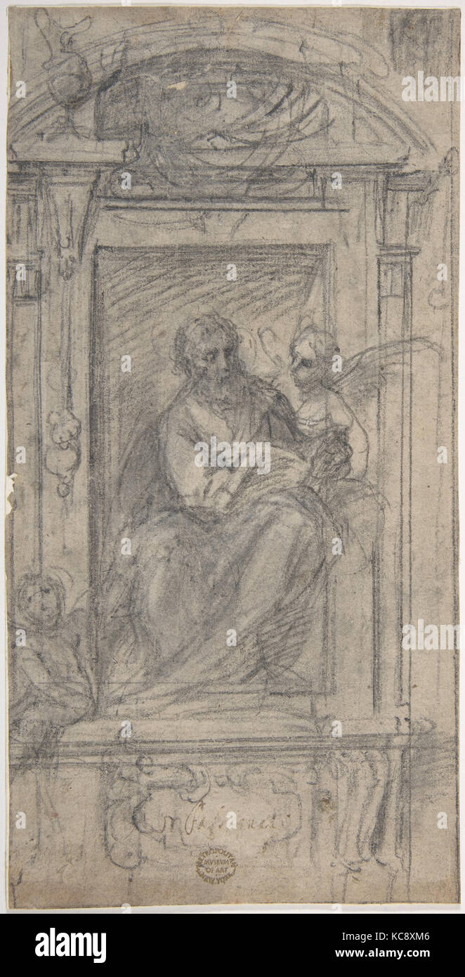 Saint Matthieu assis dans une niche, attribué à Fabrizio Boschi, 1572-1642 Banque D'Images