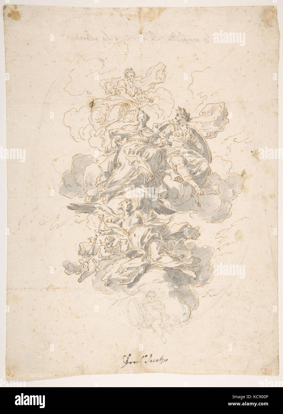 Groupe de figures allégoriques : Esquisse pour une décoration de plafond ?, Francesco Solimena, 1657-1747 Banque D'Images