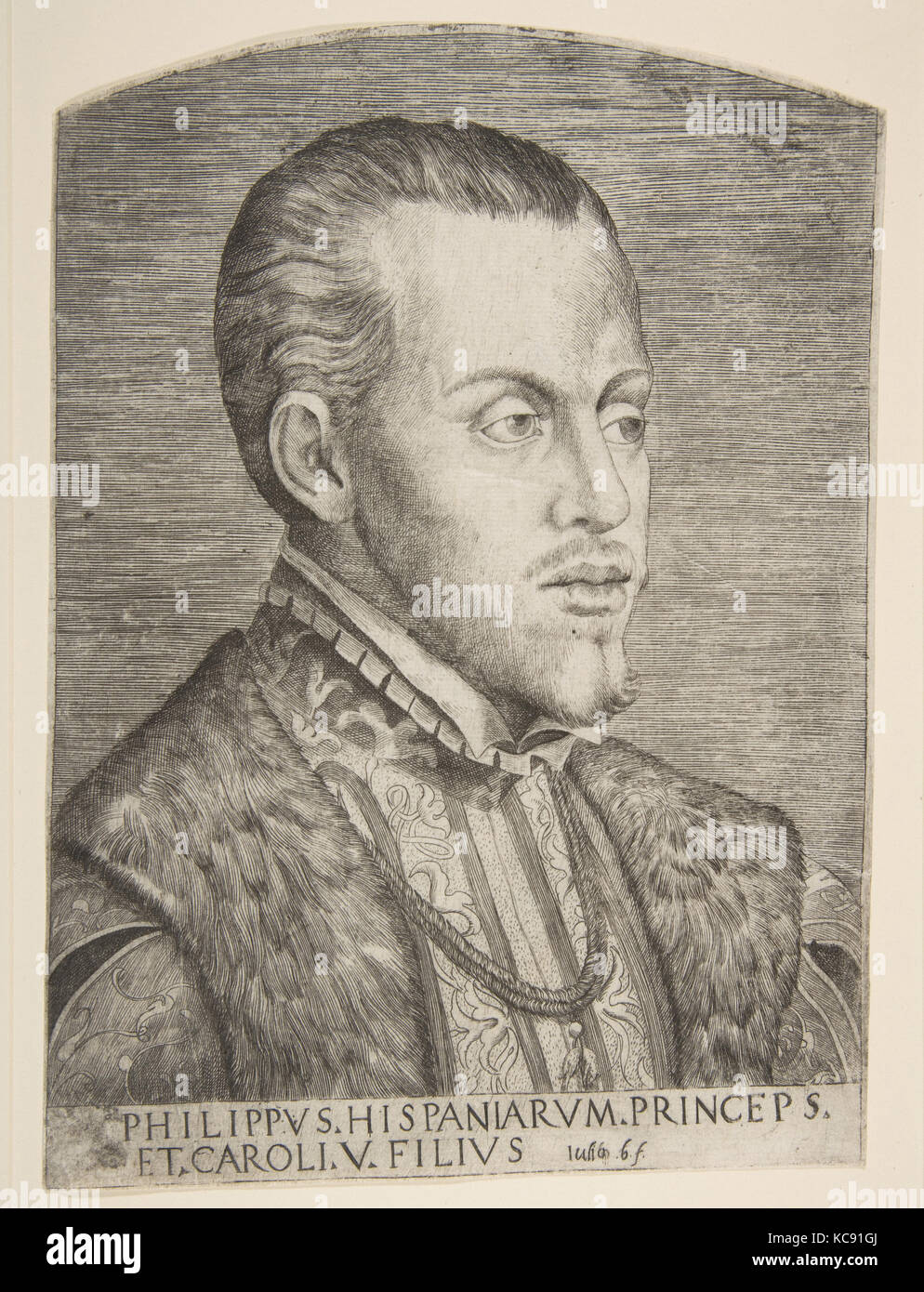 Portrait de Philippe II faisant face à droite, Giulio Bonasone, ca. 1554 Banque D'Images