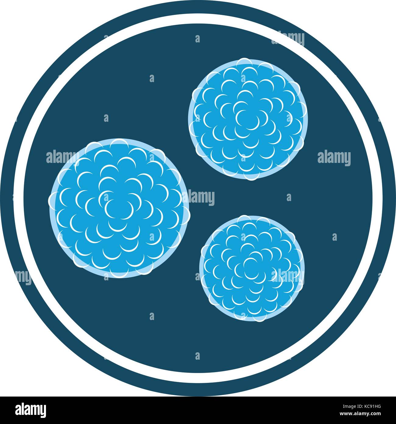 Les bactéries vecteur icône bleue symbole de santé. résumé avec les microbes. diffusion de l'épizootie de micro-organisme, l'infection de virus ou microscopiques microbes. nég Illustration de Vecteur