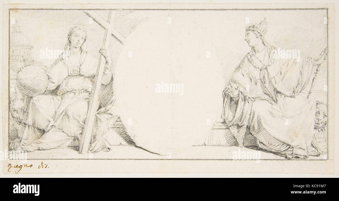 La Religion de figures allégoriques et d'accompagnement de Venise une cartouche vide, Francesco Zugno, 1709-87 Banque D'Images