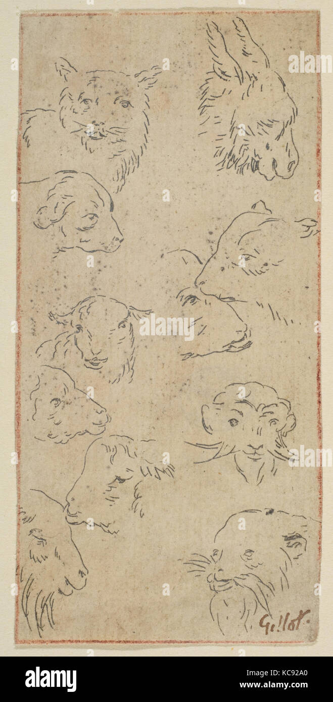Étude des têtes d'animaux, n.d., estampes, Claude Gillot (Français, Langres 1673-Paris 1722 Banque D'Images