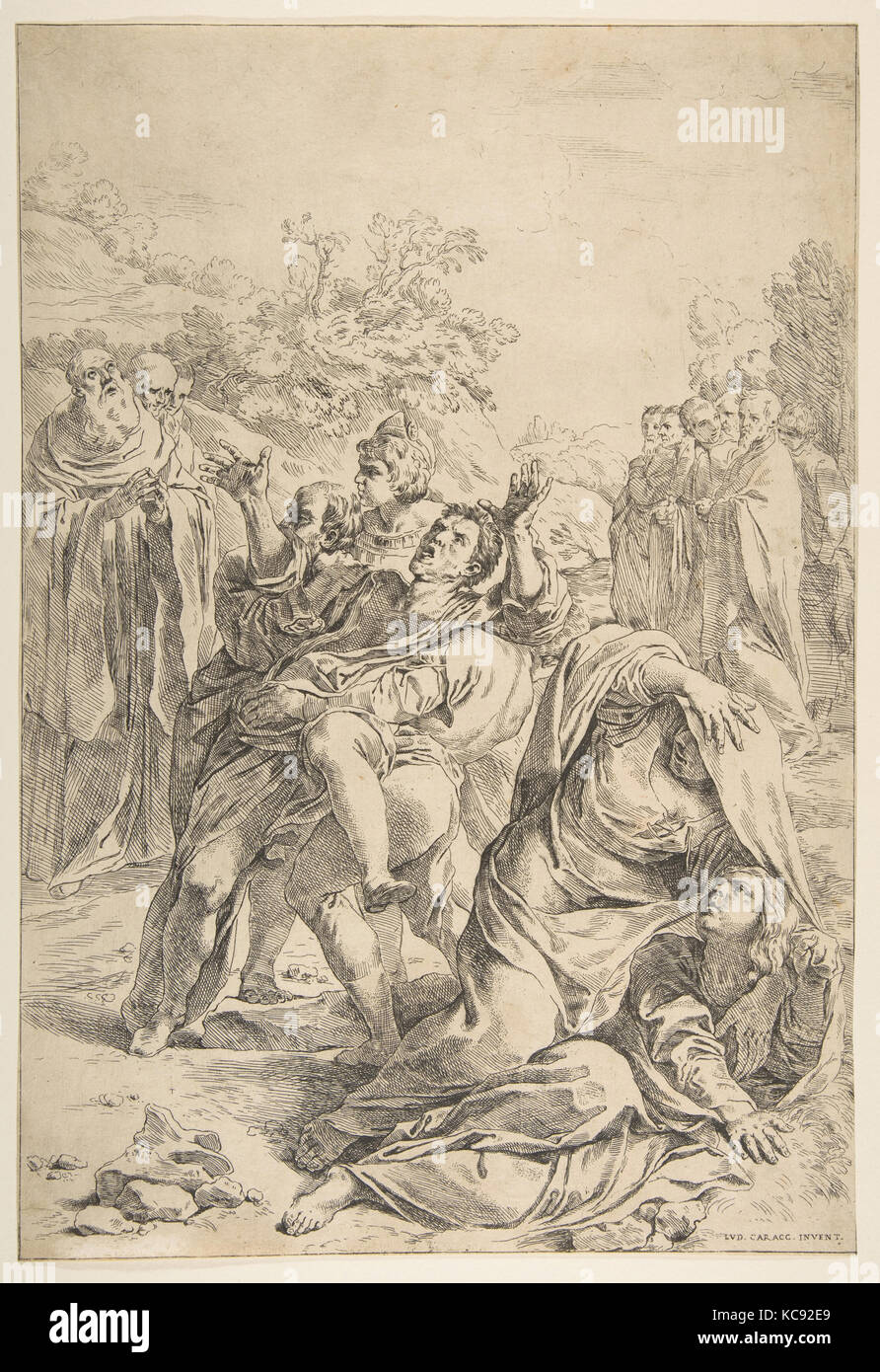 Saint Benoît exorciser un démon, Simone Cantarini, ca. 1637-1639 Banque D'Images