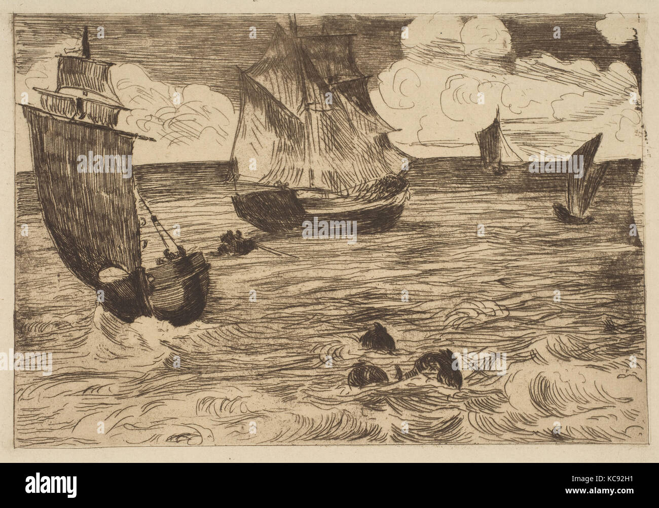 Marine, 1865-66, Eau-forte, aquatinte, roulette et mordu ton dans l'encre brune sur papier vergé avec filigrane partielle (fleur de lis dans Banque D'Images