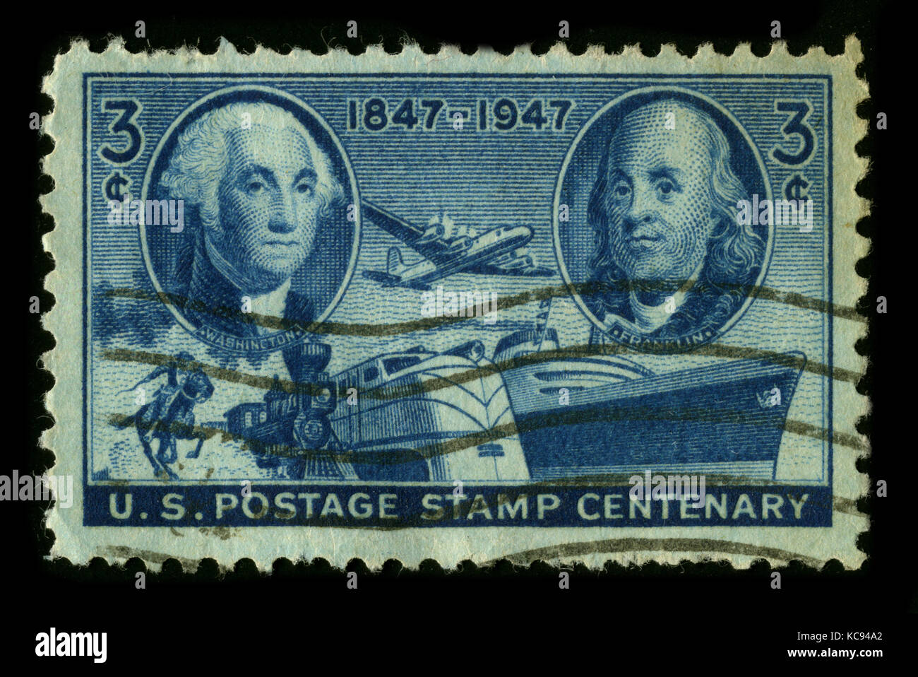 Usa - circa 1947 : timbre imprimé aux États-Unis montre image de la dédié à l'American transportation vers 1947. Banque D'Images