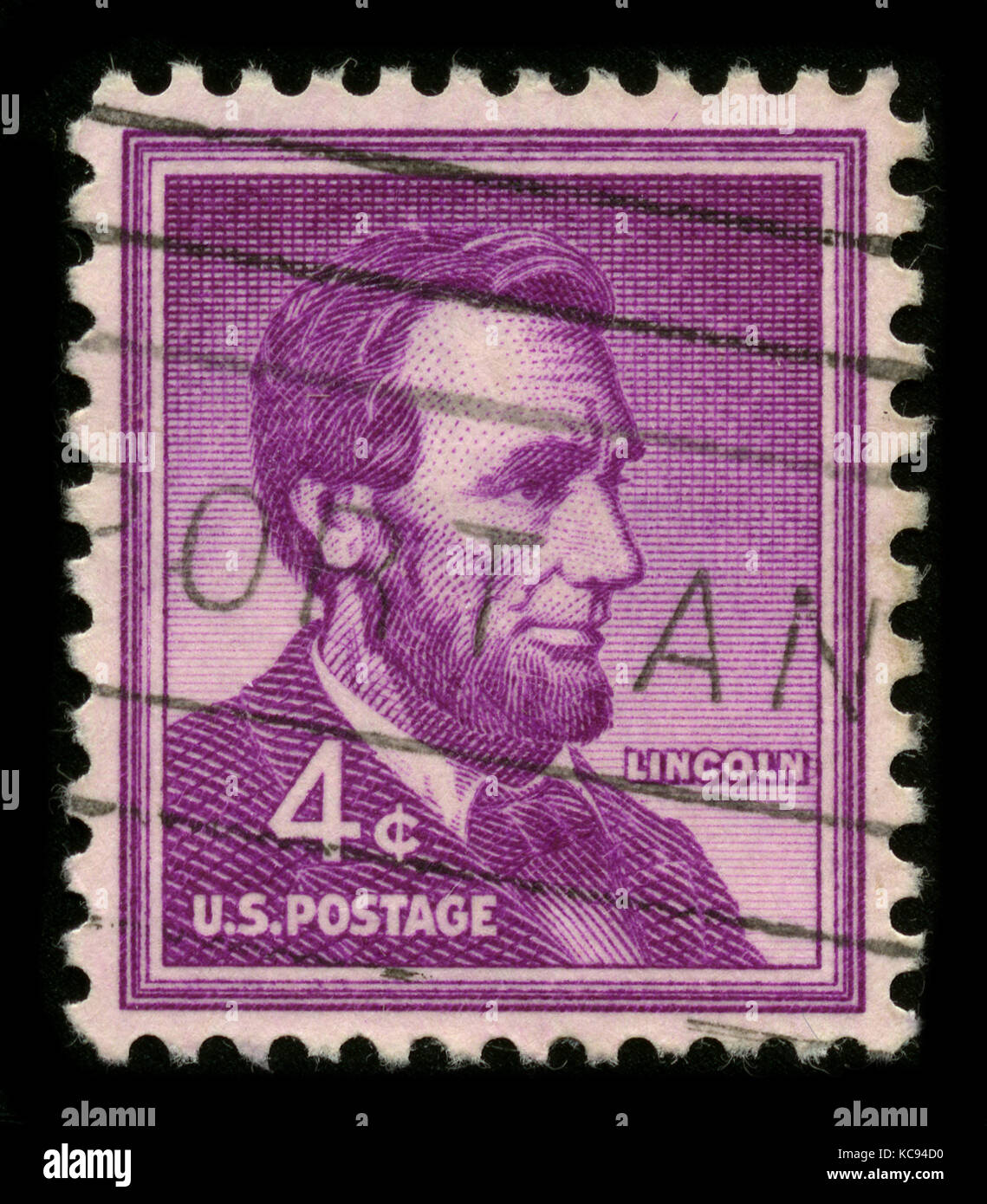 USA - VERS 1930 : un timbre imprimé aux USA montre le portrait d'image Abraham Lincoln (12 février 1809 - 15 avril 1865) a servi comme 16ème président du Banque D'Images