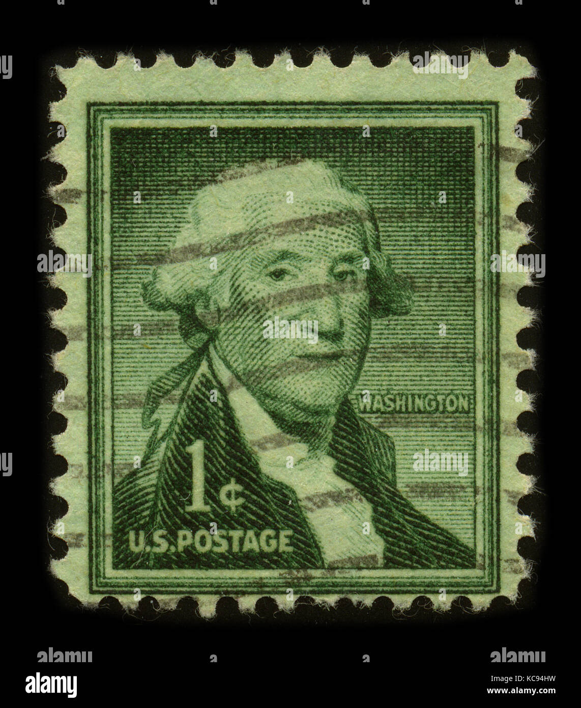 USA - VERS 1954 : un timbre imprimé aux USA montre l'image portrait de George Washington (1732-1799), fut le premier président des Etats-Unis (1789-1797), Banque D'Images