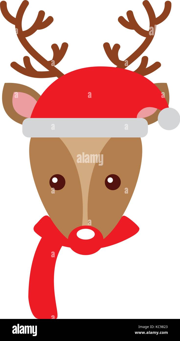 Le renne de noël avec bonnet et écharpe decoration Image Vectorielle Stock  - Alamy