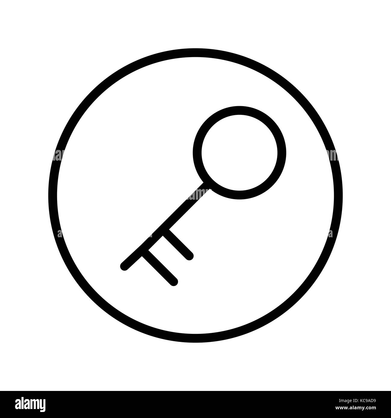 Vecteur de l'icône de clé en ligne circle, symbole iconique dans un cercle, sur fond blanc. vector design iconique. Illustration de Vecteur