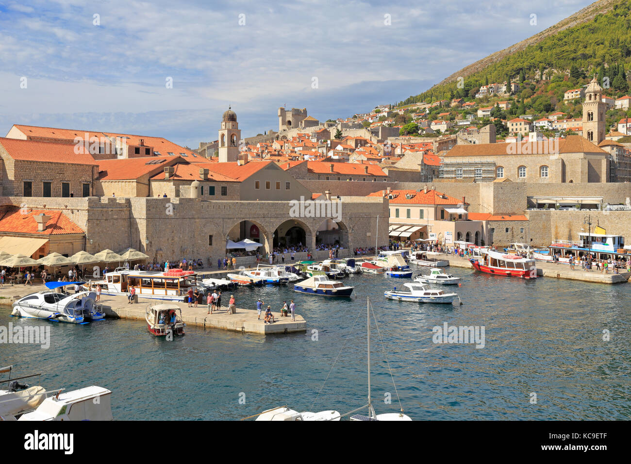 Vieux Port dans la vieille ville de Dubrovnik, Croatie, UNESCO World Heritage site, Dalmatie, côte dalmate, l'Europe. Banque D'Images