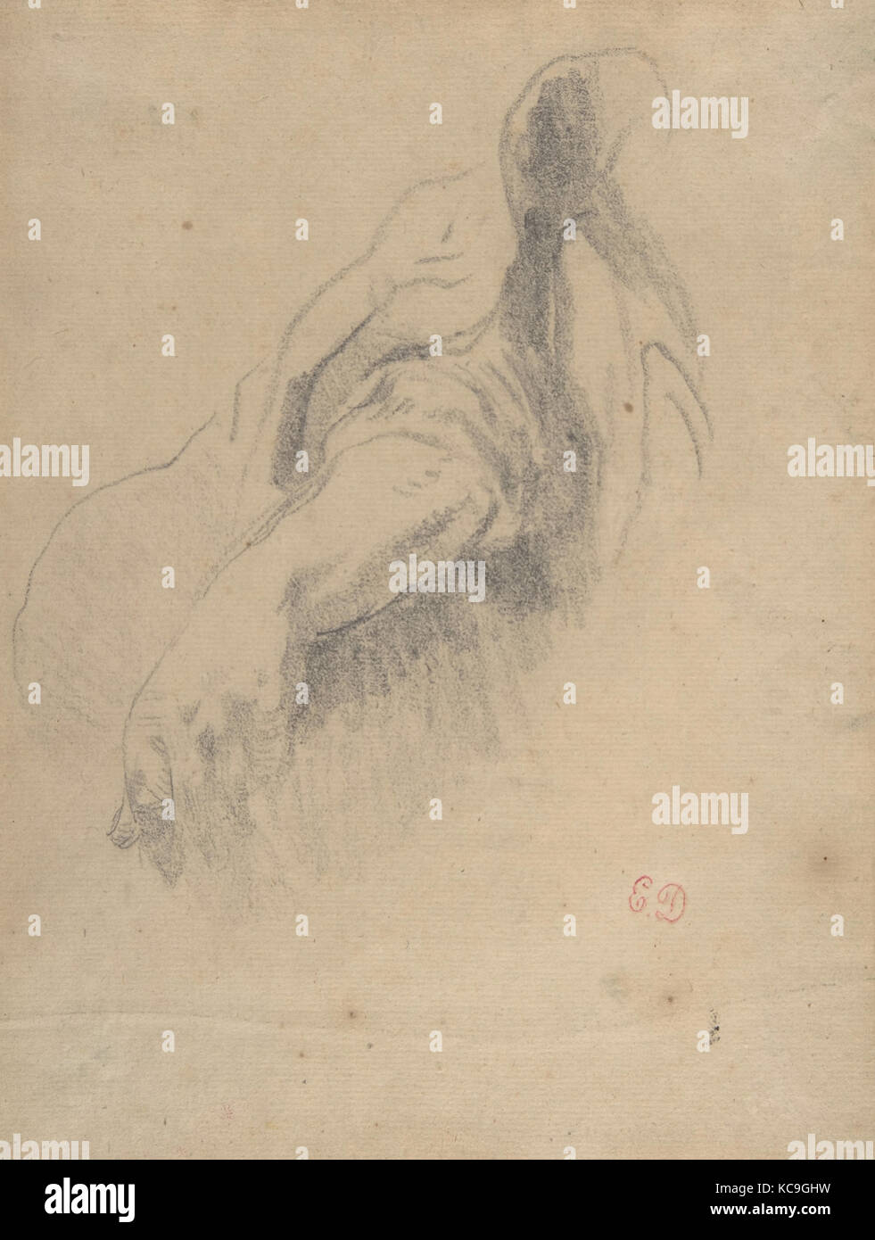 Étude d'un bras et de la main gauche, Eugène Delacroix, 1815-63 Banque D'Images