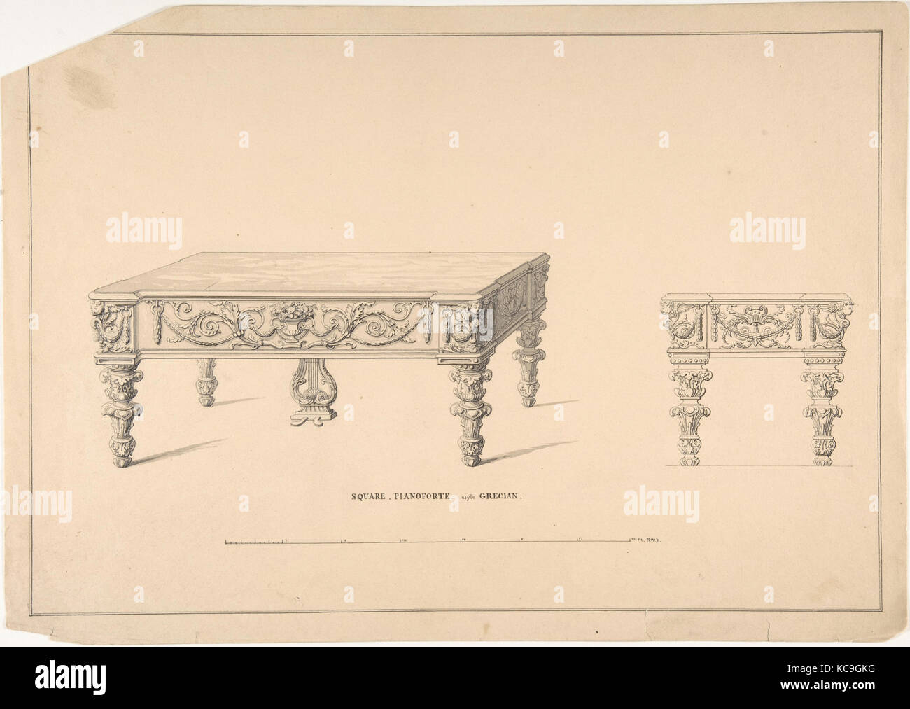 Conception pour pianoforte Carré, Style grec, Robert William Hume, 1835-1900 Banque D'Images