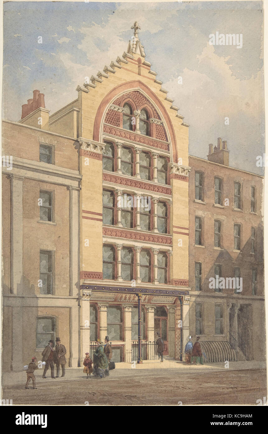 Façade d'un immeuble commercial, style gothique vénitien, anonyme, britanniques, xixe siècle, ca. 1870 Banque D'Images