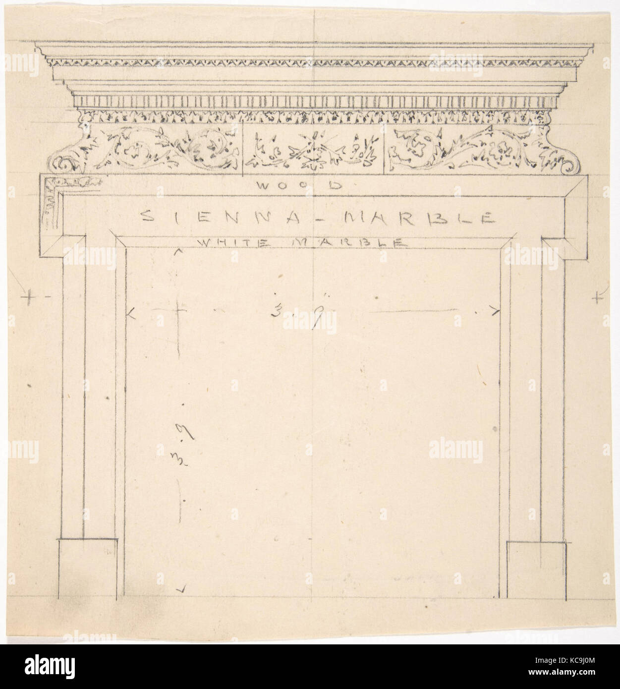 Conception pour une cheminée en marbre, anonyme, British, 19e siècle, 19e siècle Banque D'Images