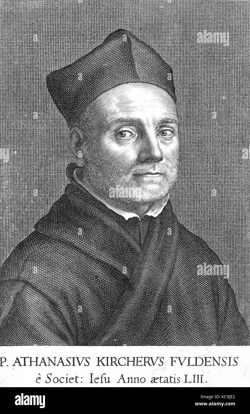 Athanasius KIRCHER (1602-1680) prêtre, médecin et géologue allemand de son livre 'Mundis Subterraneus' de 1665 Banque D'Images