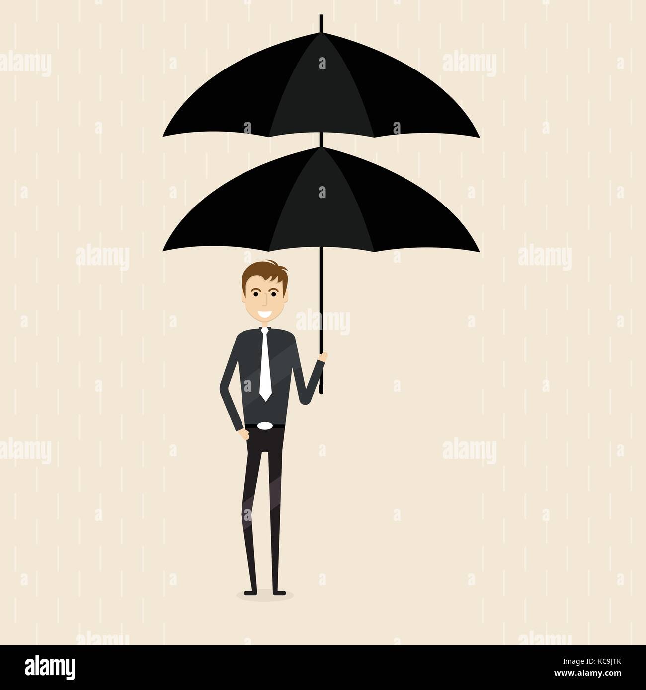 Manager, employée de bureau ou businessman holding lit parapluie sur lui. concept de la protection de l'activité.vector illustration design plat Illustration de Vecteur