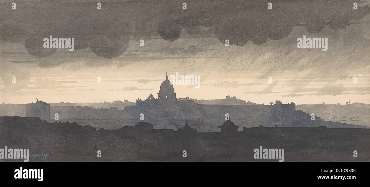 La vue depuis le Pincio, Rome, Henri-Joseph Harpignies, 1856 Banque D'Images