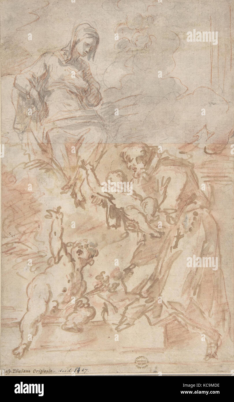 La Vierge de confier l'Enfant Jésus à Saint François d'Assise, attribué à Francesco Fontebasso, 1689-1767 Banque D'Images