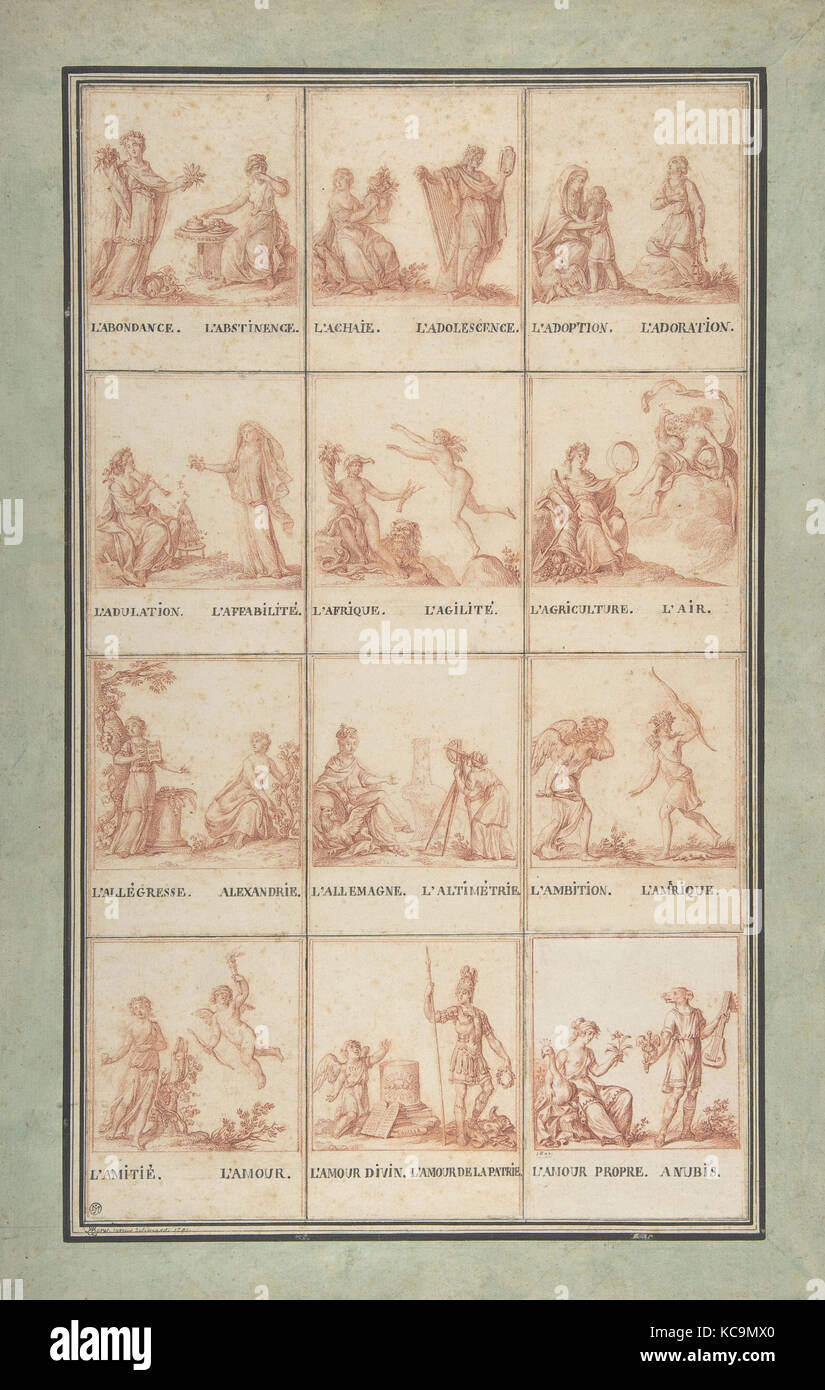 Illustrations pour un motif allégorique Livre, Antoine Borel, fin du 18e-début du 19ème siècle Banque D'Images