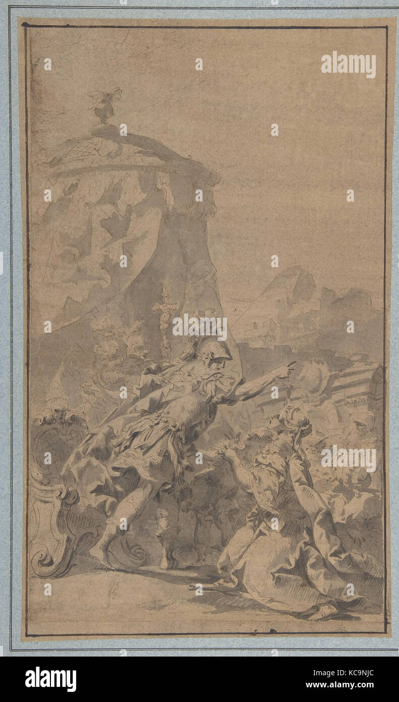 Les adieux d'Hector à Andromaque et Astyanax, Sebastiano Galeotti, 1676-1741/46 Banque D'Images