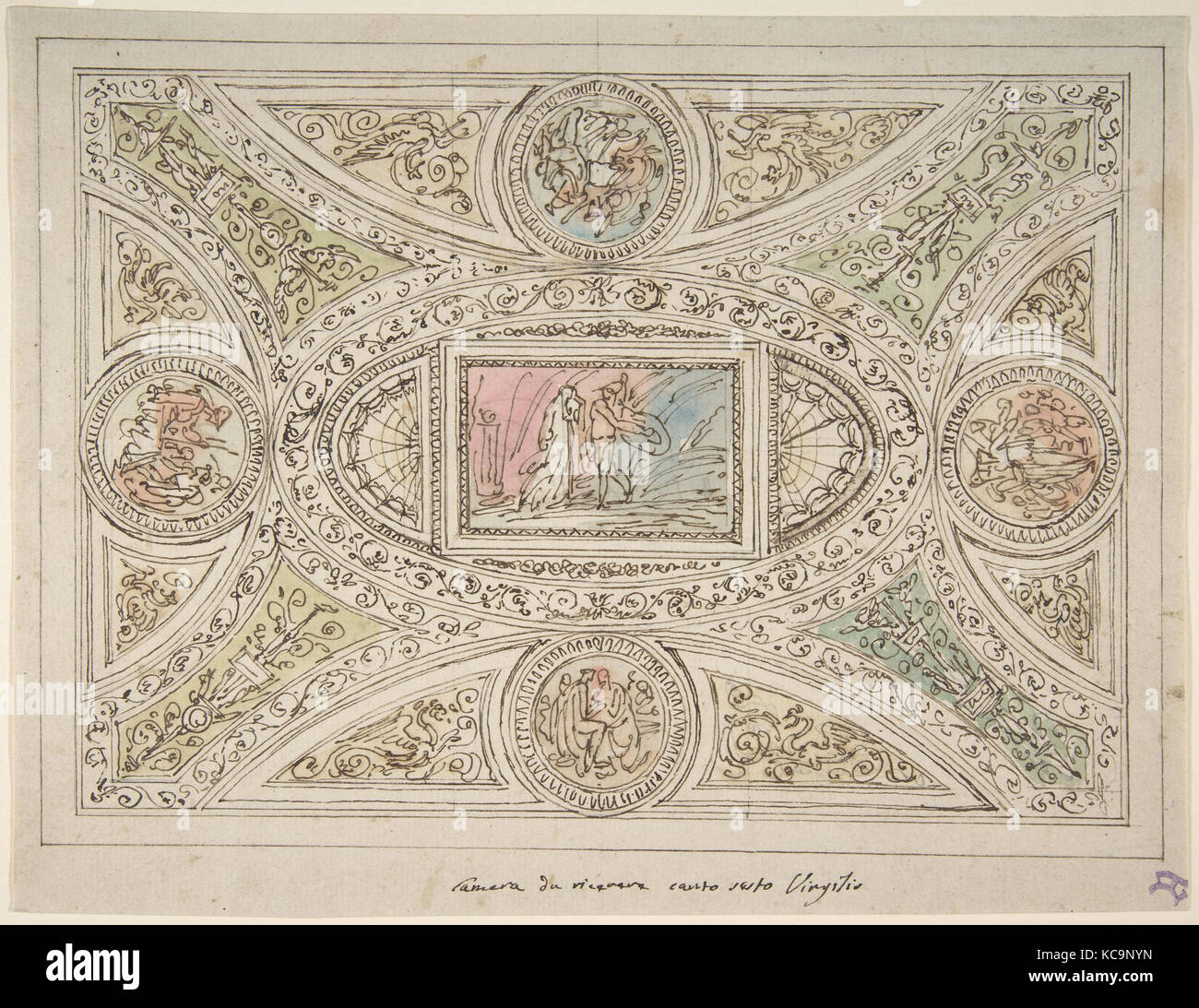 Conception pour un plafond avec décor en rapport avec le sixième Virgile Canto, Felice Giani, 1758-1823 Banque D'Images
