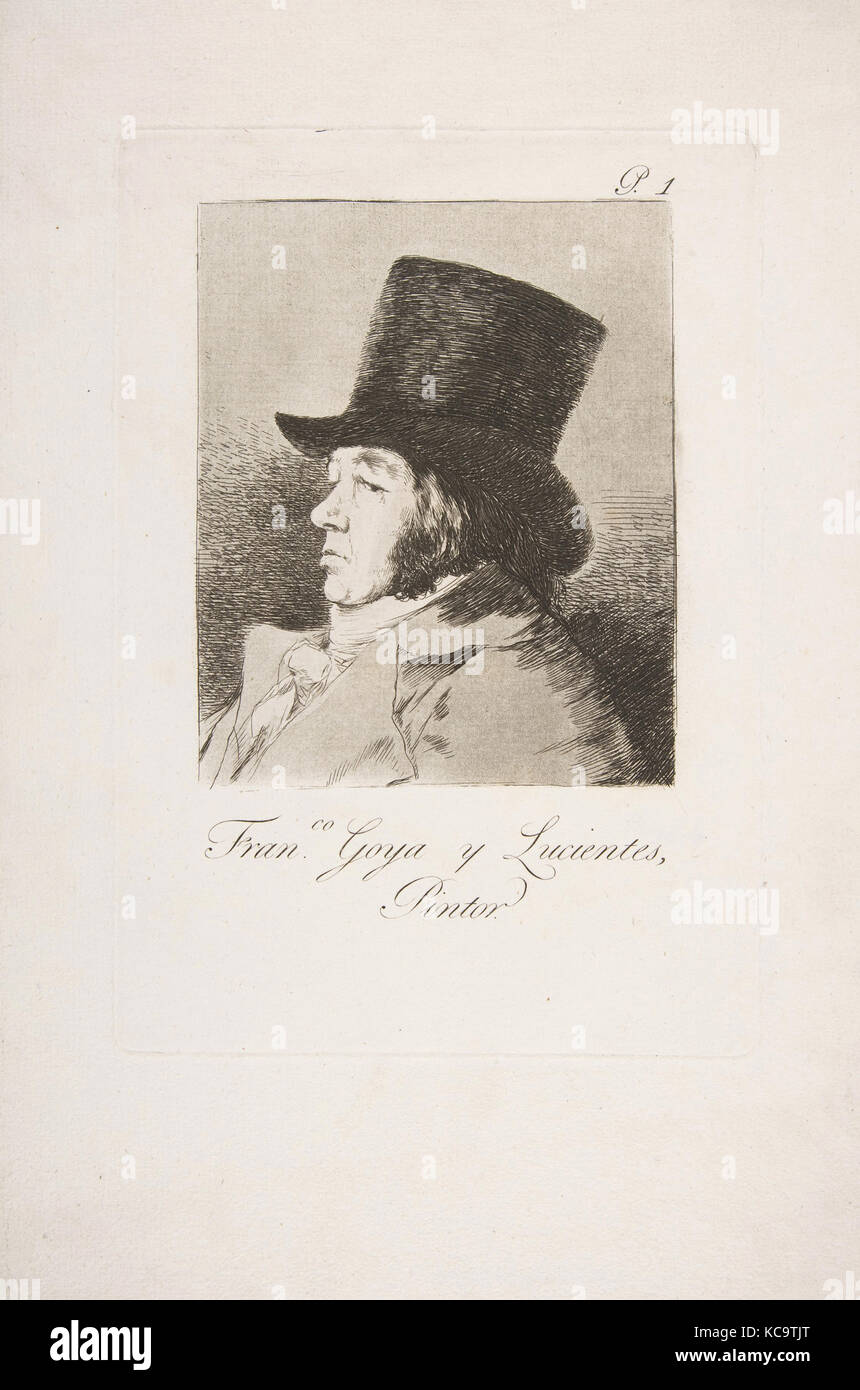 Planche 1 de "Los Caprichos" : Auto-portrait de Goya (Franco. E Goya Lucientes, Pintor), Goya, 1799 Banque D'Images