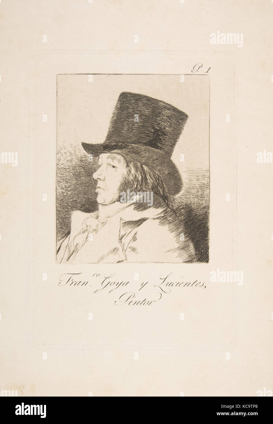 Planche 1 de "Los Caprichos" : Auto-portrait de Goya (Franco. E Goya Lucientes, Pintor), Goya, 1799 Banque D'Images