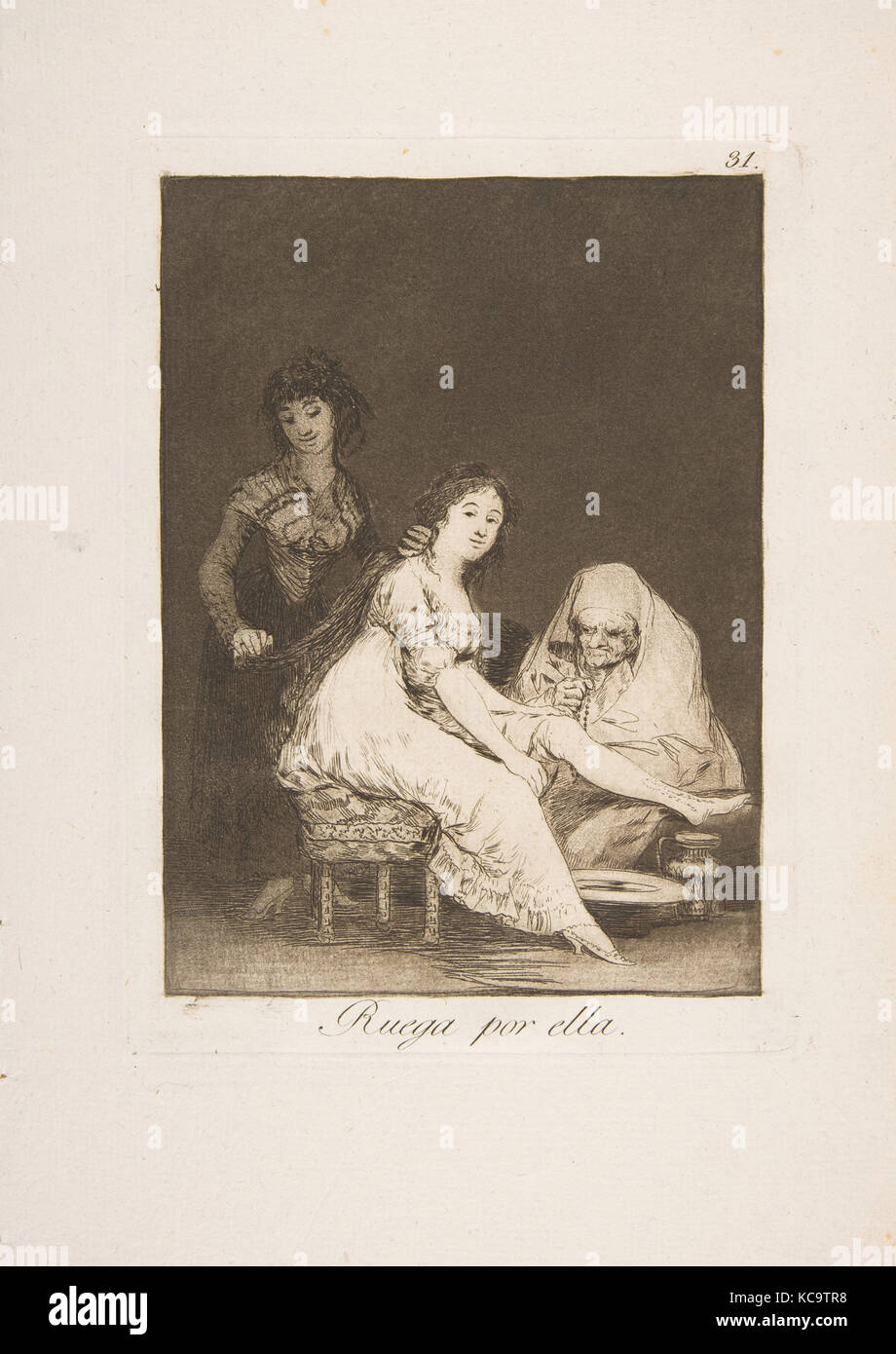 31 Plaque de "Los Caprichos" : elle prie pour elle (Ruega por ella.), Goya, 1799 Banque D'Images