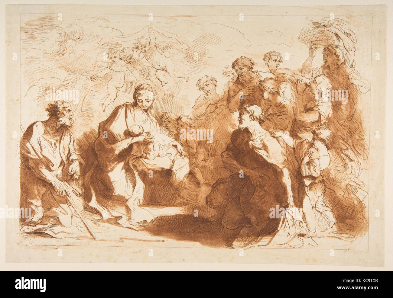 L'Adoration des bergers, Francesco Bartolozzi, avant 1764 Banque D'Images