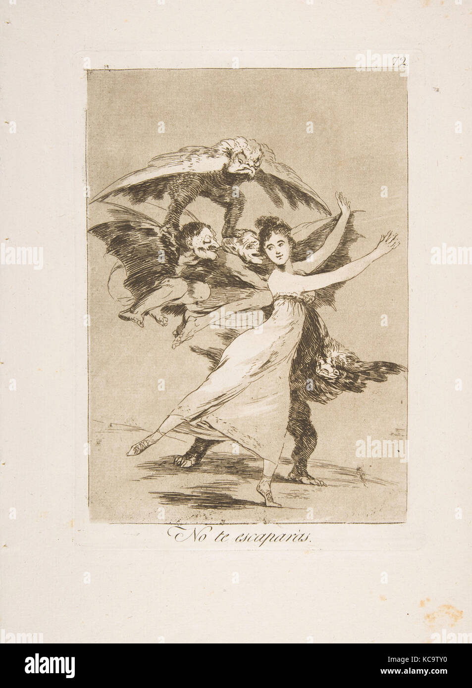 72 de la plaque, de 'Los Caprichos' : vous ne pourrez pas échapper (No te escaparàs.), Goya, 1799 Banque D'Images