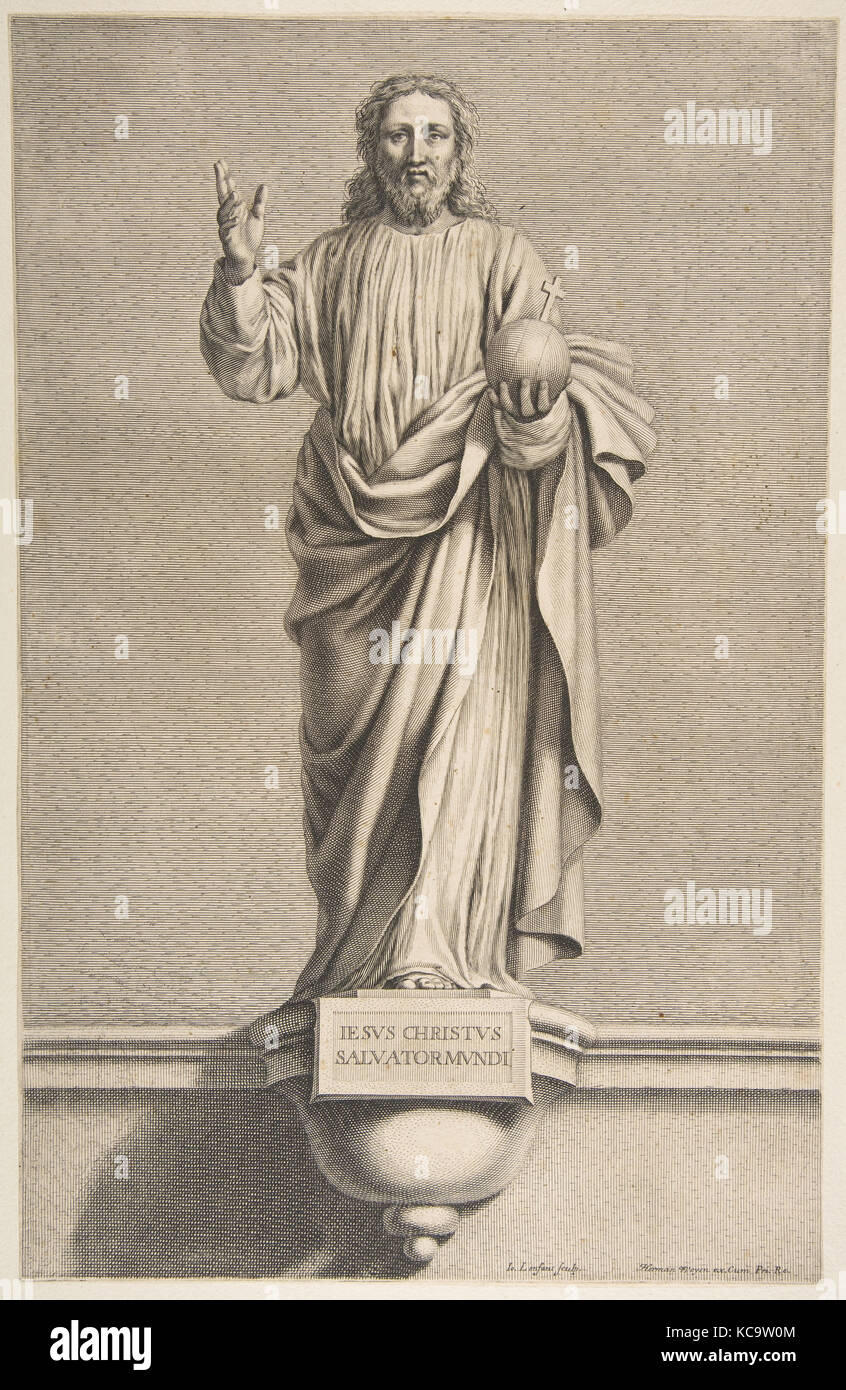 Jésus Christ, gravure, feuille : 16 x 10 15/16 11/16 in. (43 x 27,1 cm), Impressions, Jean Lenfant (Français, 1615-1674), après Laurent Banque D'Images