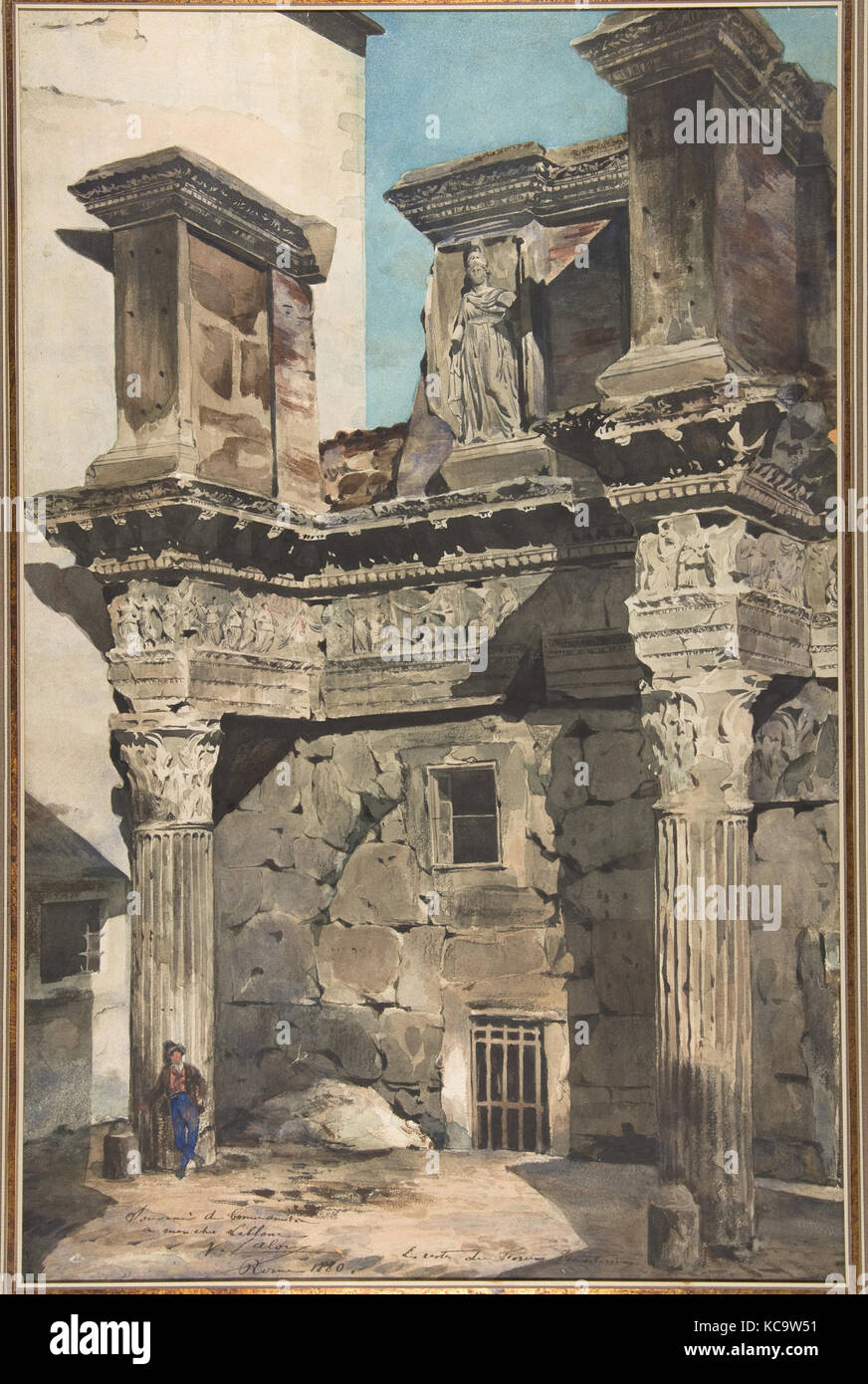 Vue sur le Forum, 1880, aquarelle, traces de graphite, feuille : 21 7/16 x 13 7/8 in. (54,4 x 35,2 cm), dessins, Victor Laloux Banque D'Images