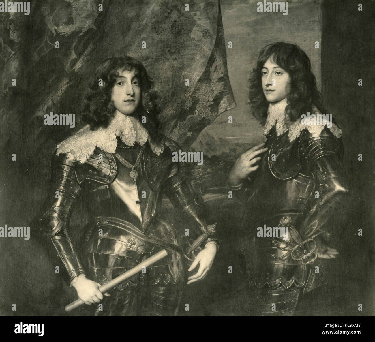 Portrait de Charles Louis I duc de Bavière et de son fils Rupert, peinture d'Anton Van Dyck Banque D'Images