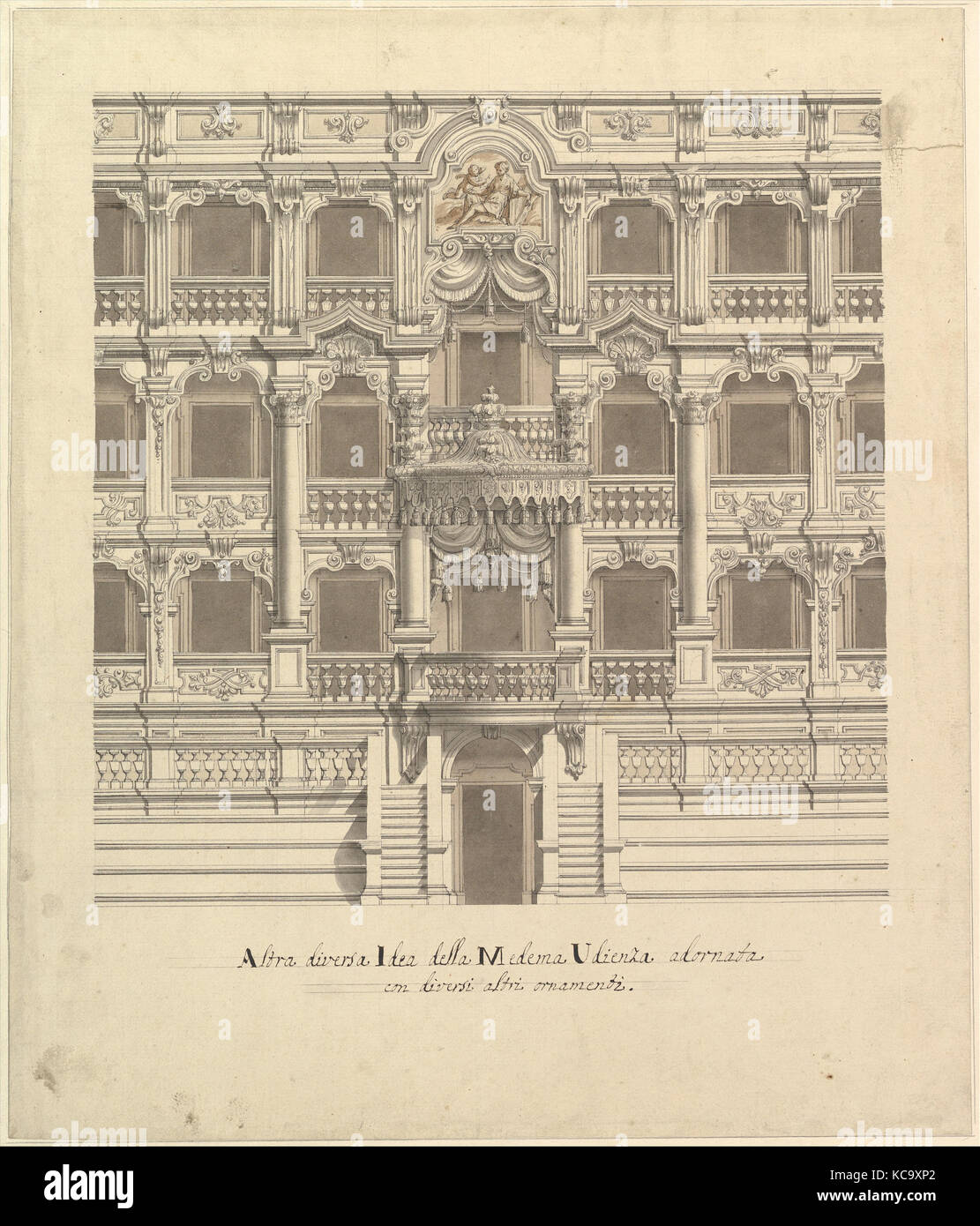 Vues d'un théâtre (Bayreuth) : élévation de l'intérieur du Théâtre Royal montrant fort, Atelier de Giuseppe Galli Bibiena, 1696 Banque D'Images