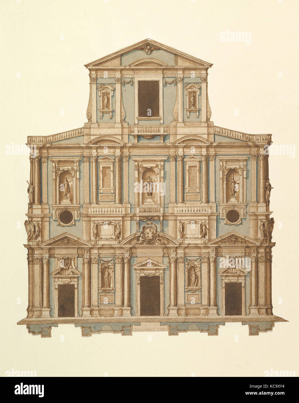 Pour le dessin du modèle de Buontalenti la façade de Santa Maria del Fiore de Florence, attribuée à Cigoli, 1589 Banque D'Images