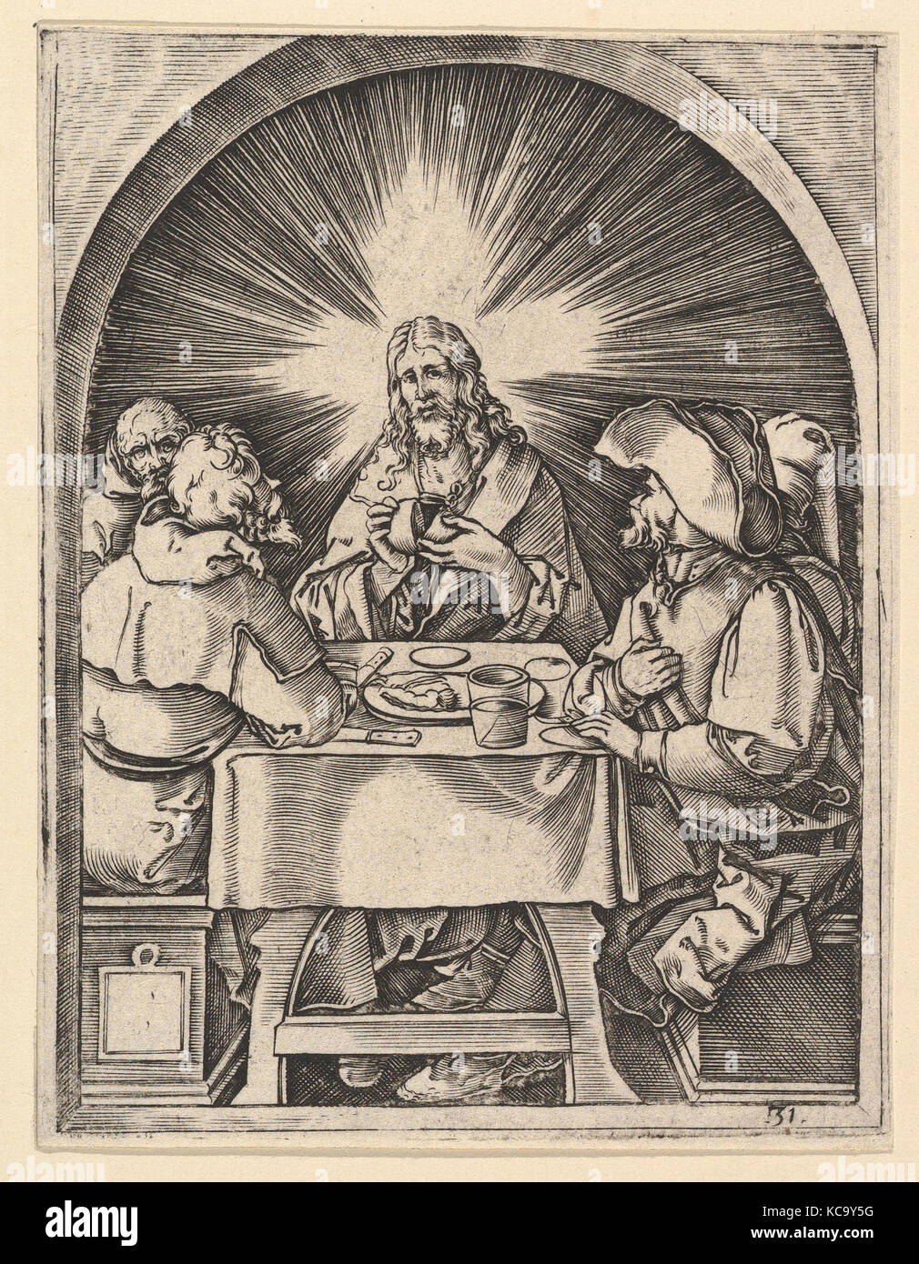 Le Christ à Emmaüs, après Dürer, Marcantonio Raimondi, ca. 1500-1534 Banque D'Images
