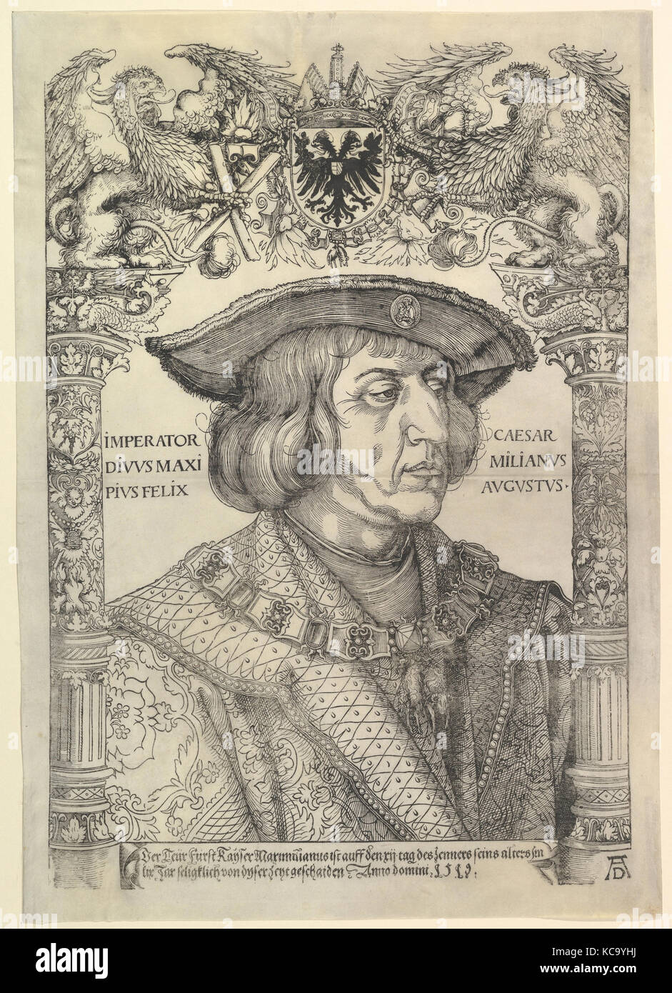 Portrait de l'Empereur Maximilien I dans un cadre architectural (copie), Hans Weiditz le Jeune, n.d Banque D'Images